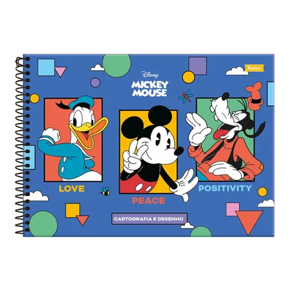 CADERNO CARTOGRAFIA MICKEY VINTAGE FORINI