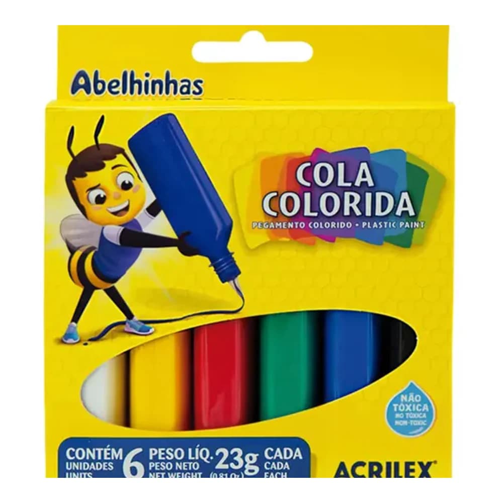 COLA COLORIDA 6 CORES ACRILEX