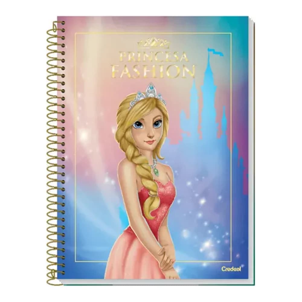 CADERNO PRINCESA FASHION ESPIRAL 80 FOLHAS