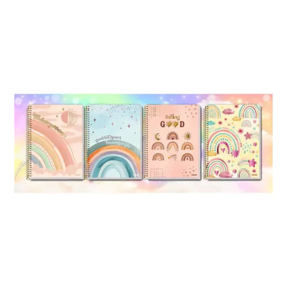 CADERNO ARCO-IRIS ESPIRAL 80 FOLHAS