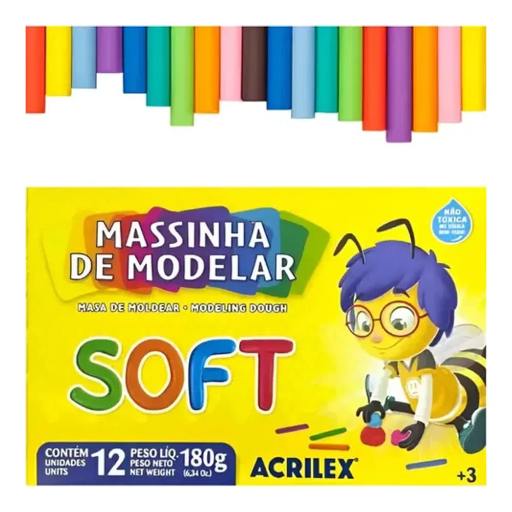 MASSINHA ACRILEX 12 CORES