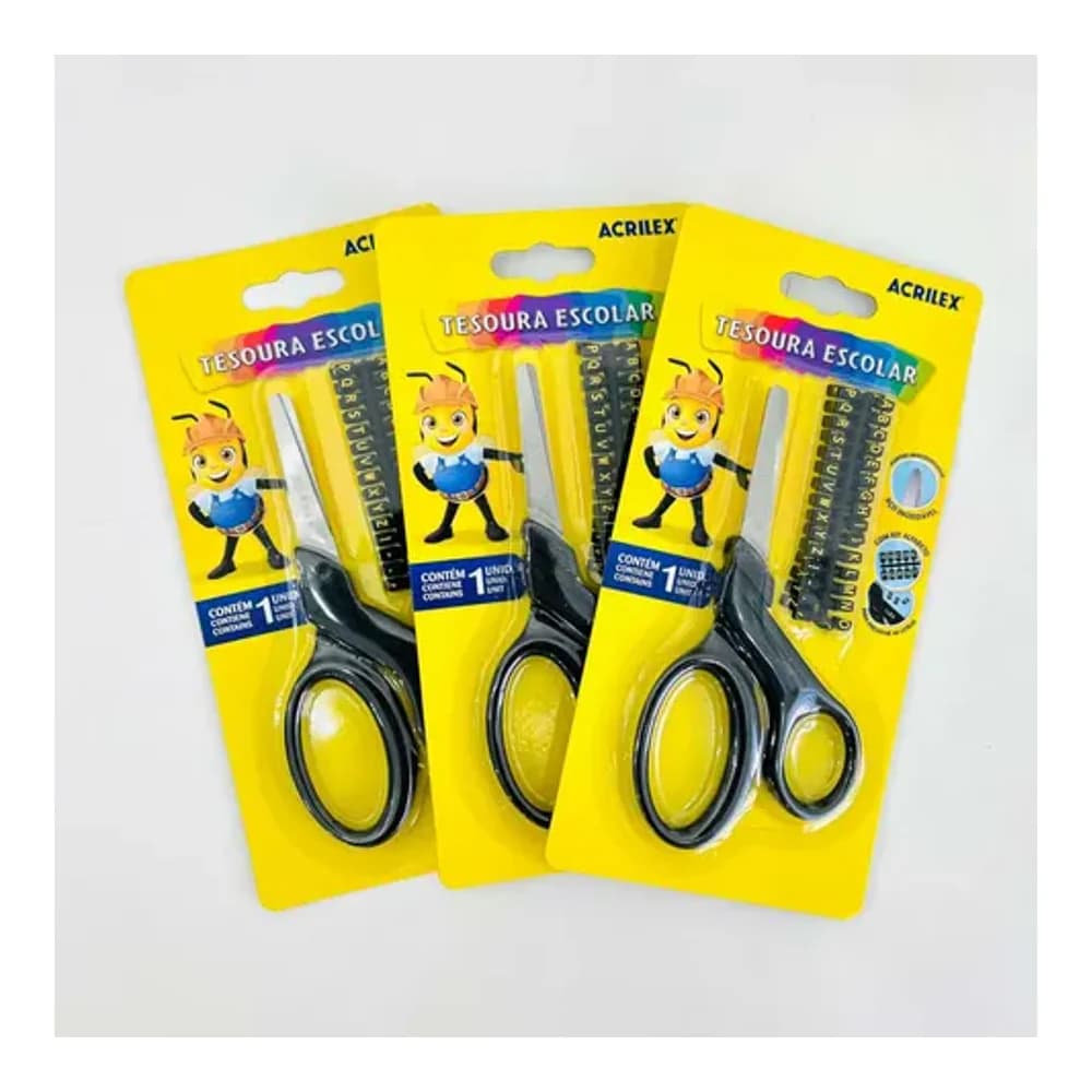 TESOURA LETRAS PRETA ACRILEX