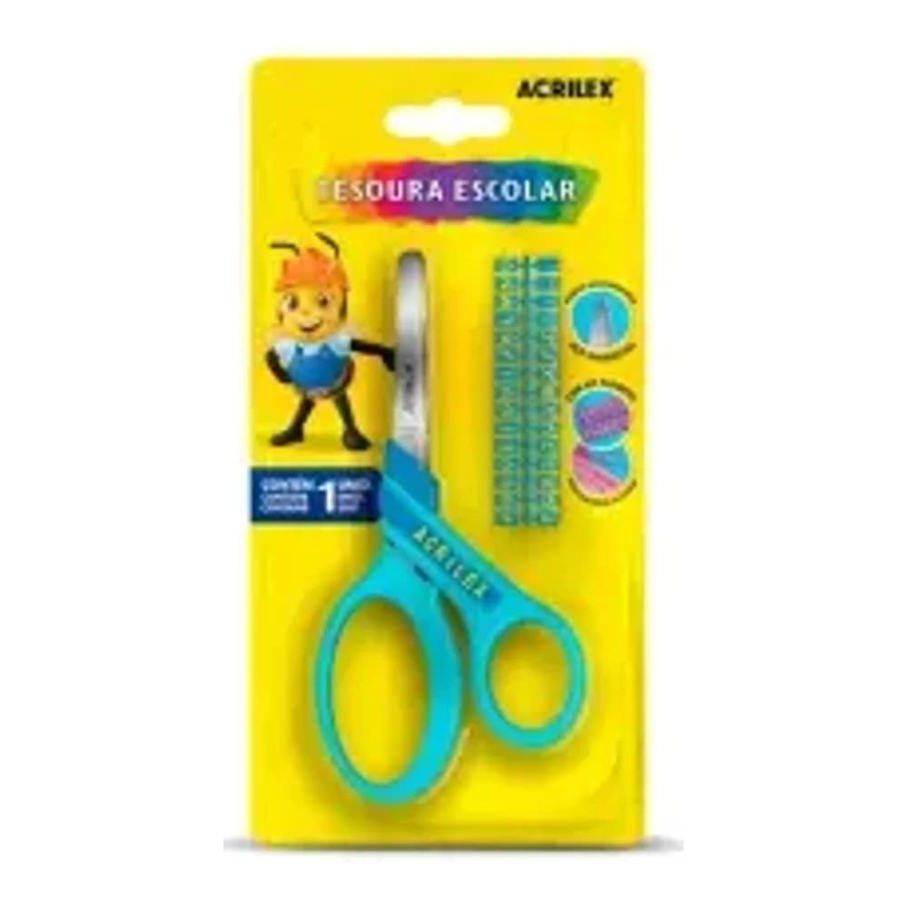 TESOURA LETRAS AZUL ACRILEX