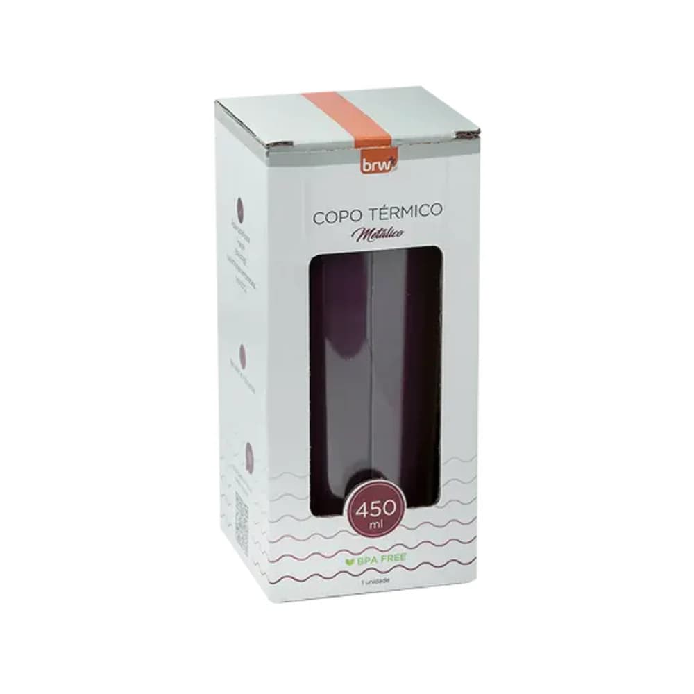 COPO METÁLICO TÉRMICO 450ML - VERMELHO ESCURO