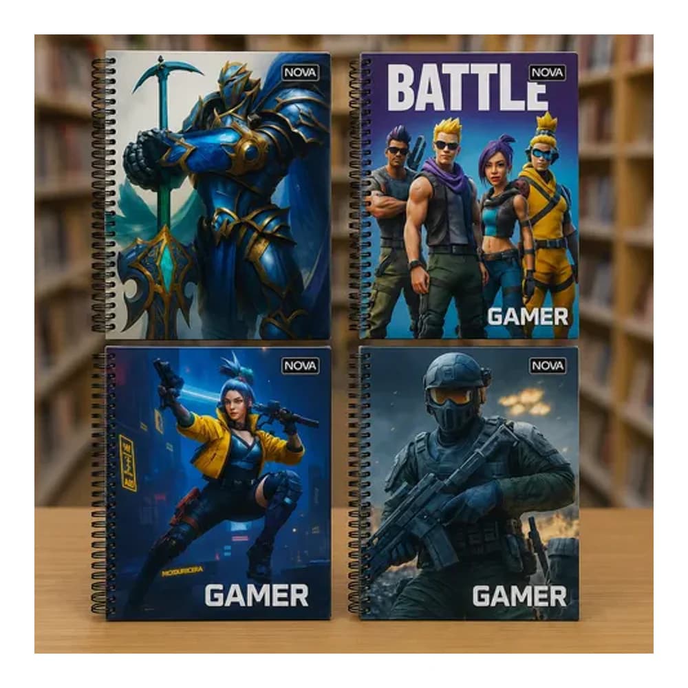 CADERNO 1/4 GAMER NOVA