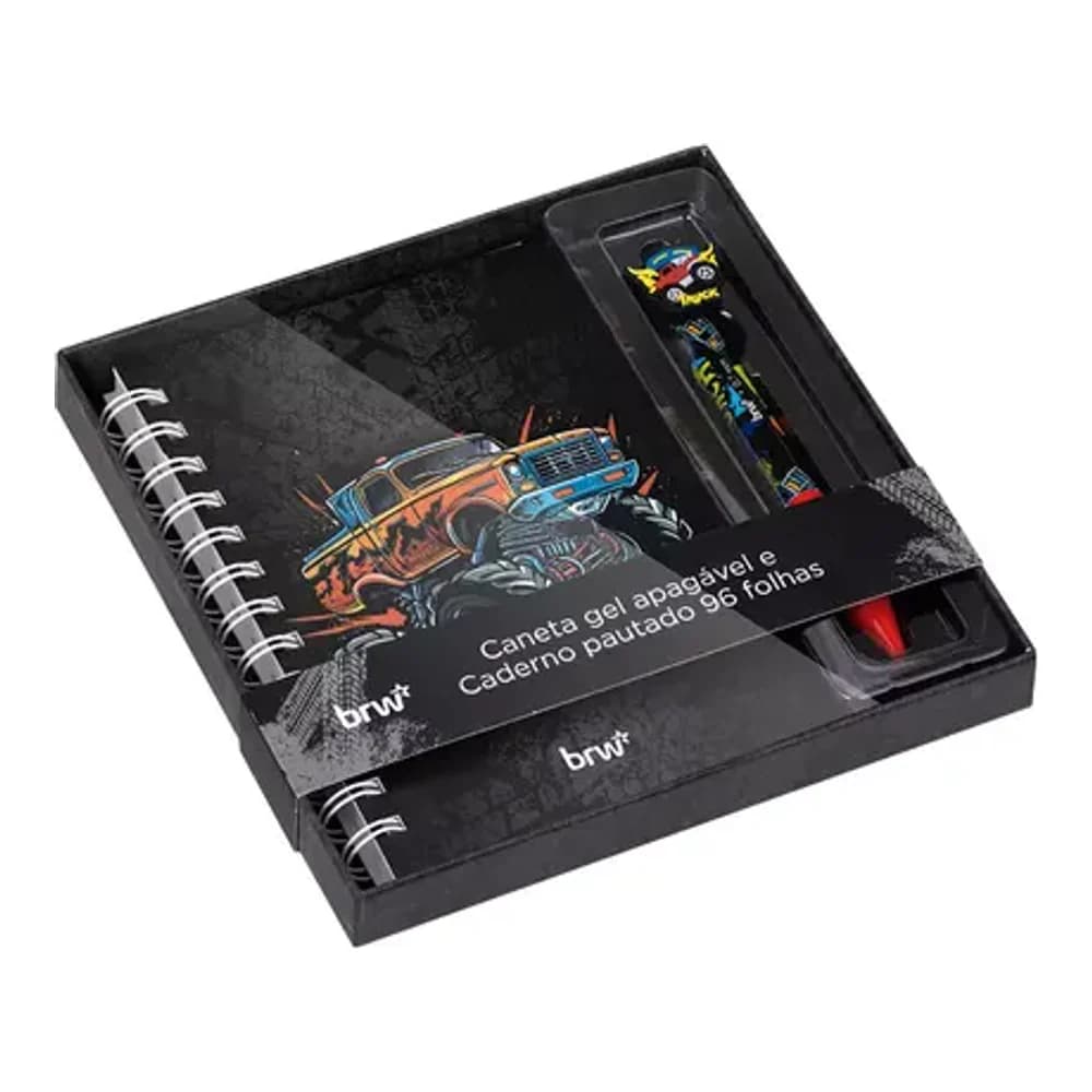 CADERNO PAUTADO 96 FLS COM CANETA EM GEL APAGAVEL BRW