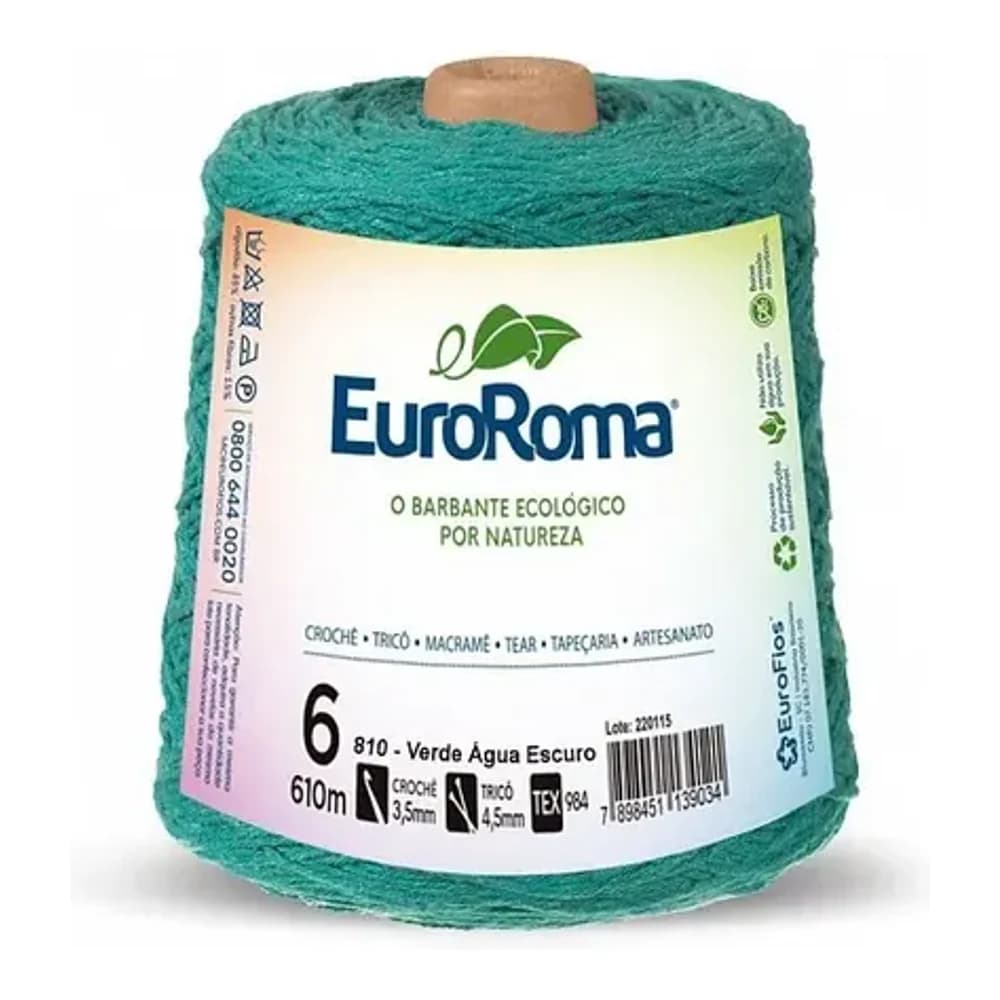 BARBANTE ROLO 610M VERDE AGUA ESCURO EUROFIOS