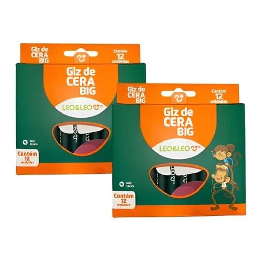 CONJUNTO DE GIZ DE CERA GROSSO 12 CORES LEO E LEO
