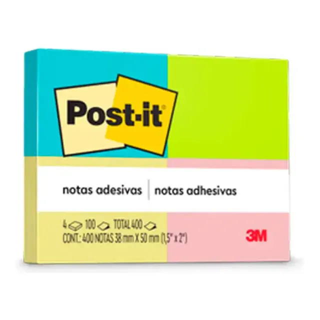 BLOCO POST IT 38X50 4 CORES NEON 100FLS SIXPEL