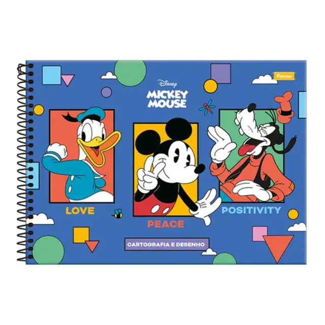 CADERNO CARTOGRAFIA MICKEY VINTAGE FORINI