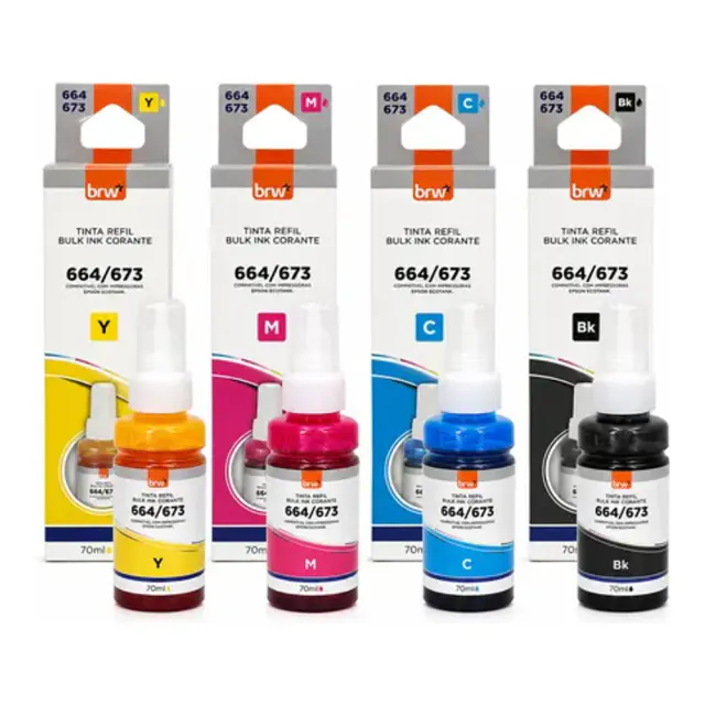 KIT TINTA REFIL EPSON 544 4 CORES 70ML - PRETO CIANO MAGENTA AMARELO