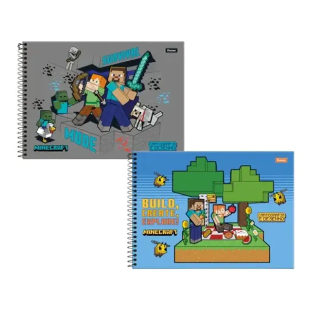 CADERNO CARTOGRAFIA 80fls MINECRAFT