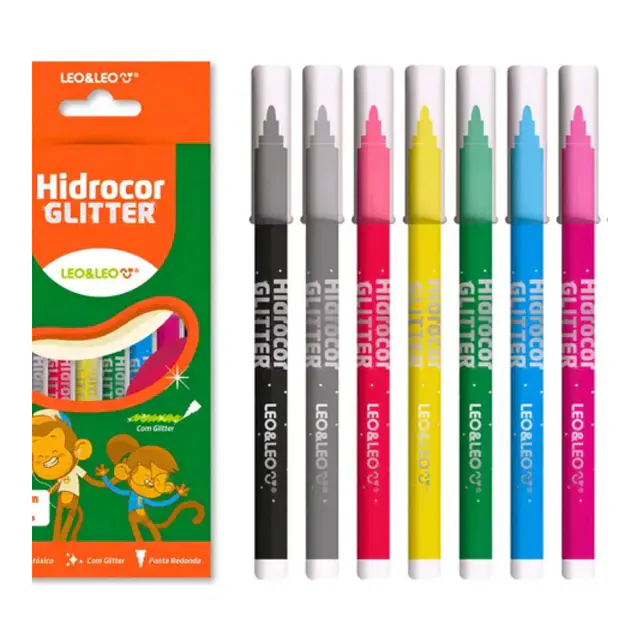 CANETA HIDROCOR BRILHO 8 CORES LEONORA
