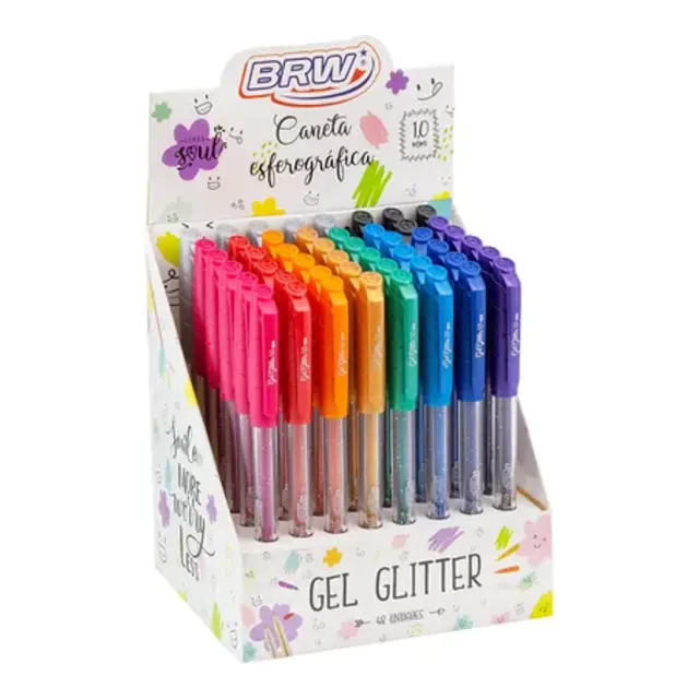 CANETA ESFEROGRAFICA GEL GLITTER 1.0MM CORES SORTIDAS