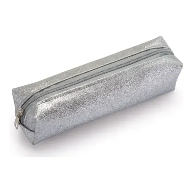 ESTOJO COM GLITTER GRANDE PRATEADO MAXCRILL