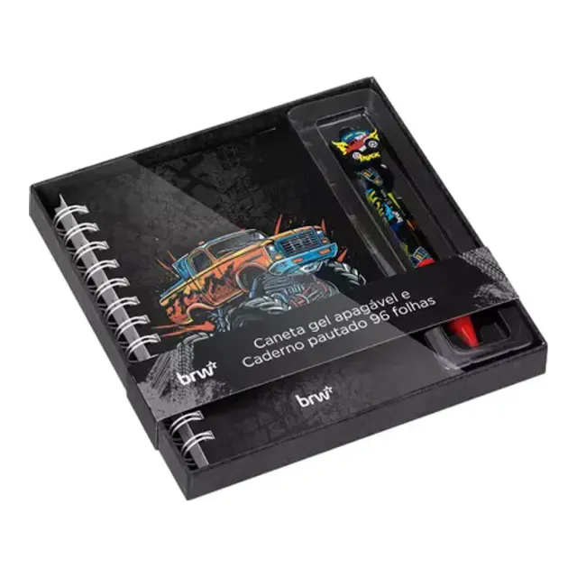 CADERNO PAUTADO 96 FLS COM CANETA EM GEL APAGAVEL BRW